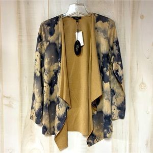 NWT Cupio Tan And Navy Blue Open Drape Cardigan Sz S